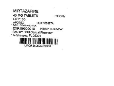 45mg Label - Mirtazapine 45mg(Apotex)